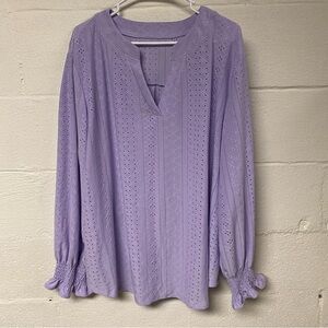 Lavender Eyelet Women's Top Size 4X